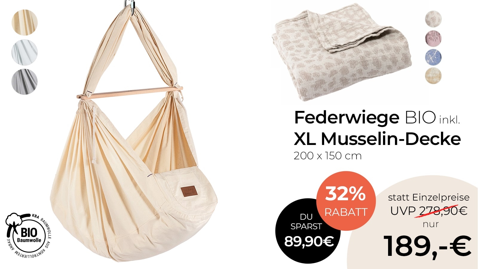 Federwiege mit Schmusedecke