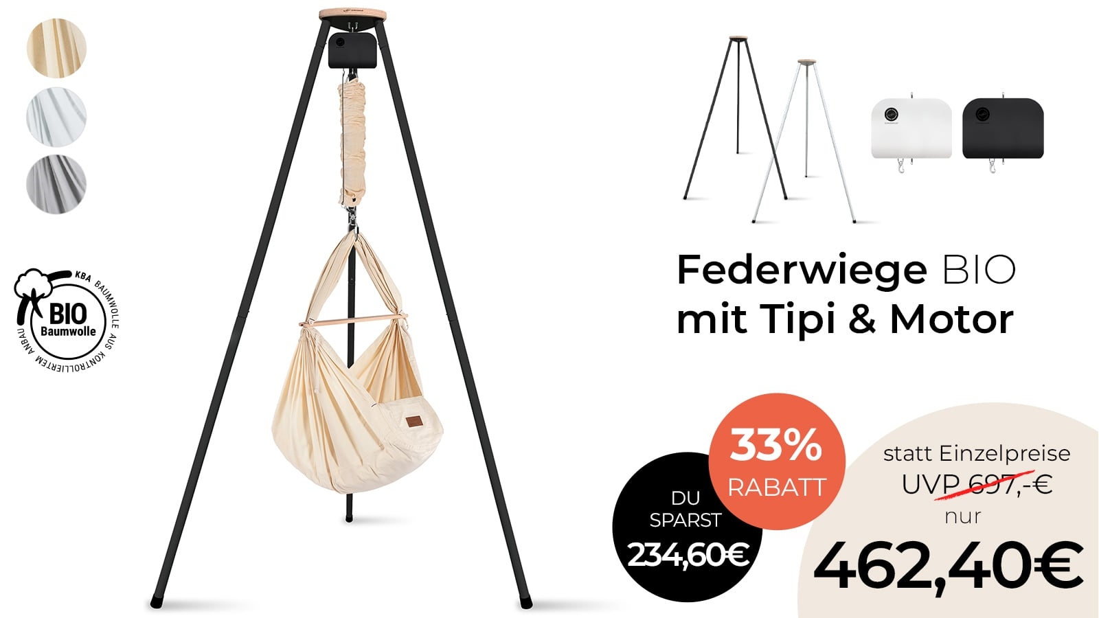 Federwiege mit Tipi & Motor
