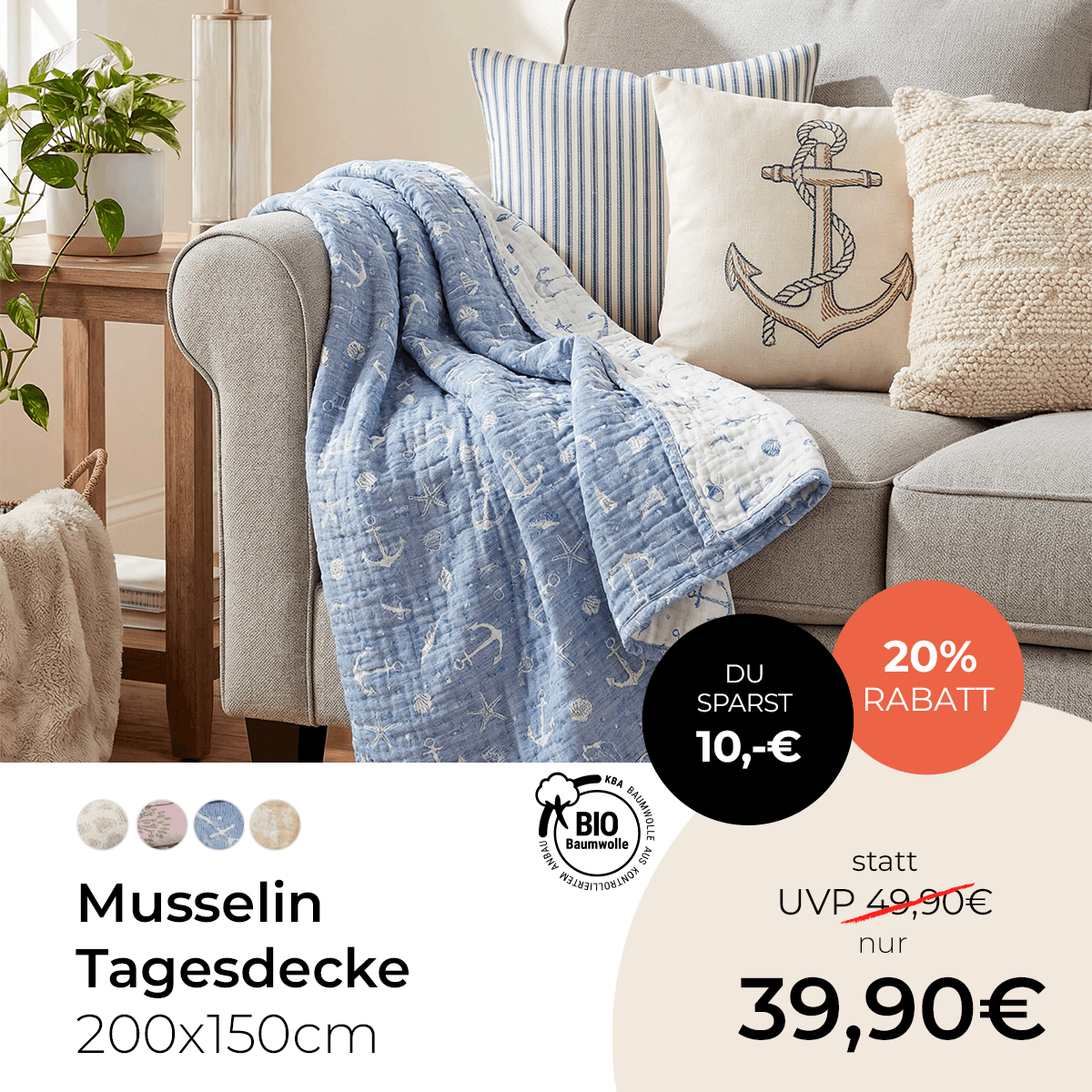 Musselin Decke