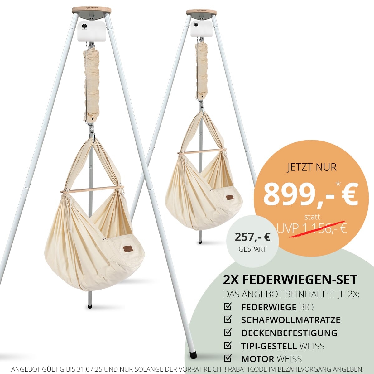 Family & Friends Angebot Federwiege Grey mit Tipi und Motor