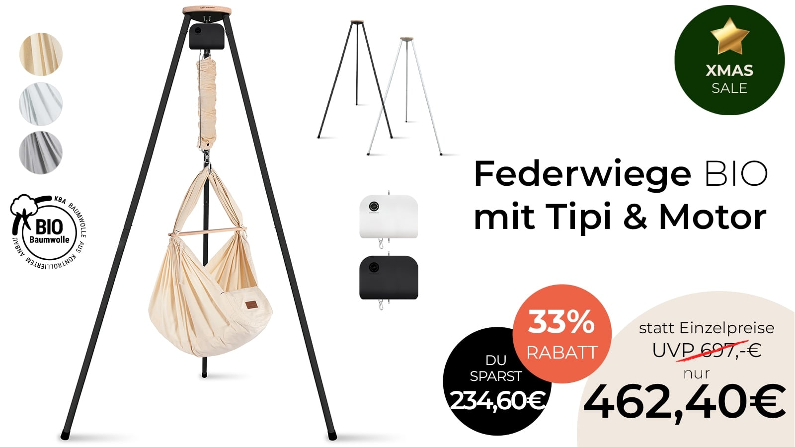 Federwiege mit Tipi & Motor