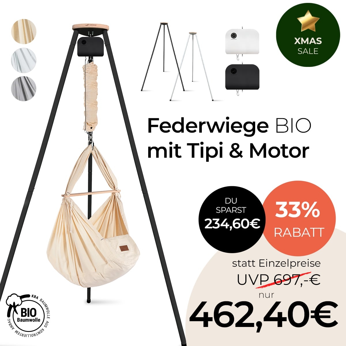 Federwiege mit Tipi & Motor