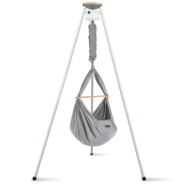 Federwiege mit Tipi und Motor Bio Grey Schafwolle Weiß Motor Weiß