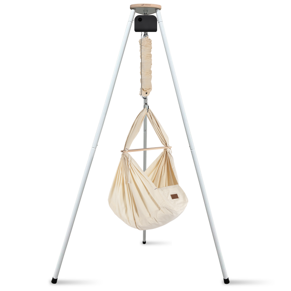 Federwiege mit Tipi und Motor Bio Schafwolle Weiß Motor Anthrazit