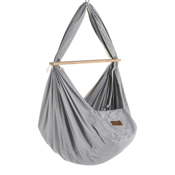 Federwiege mit Tipi und Motor Bio Grey Schafwolle Anthrazit Motor Anthrazit