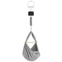 Federwiege mit Tipi Anthrazit und Türklammer Weiß und Motor Anthrazit Bio Grey Schafwollmatratze